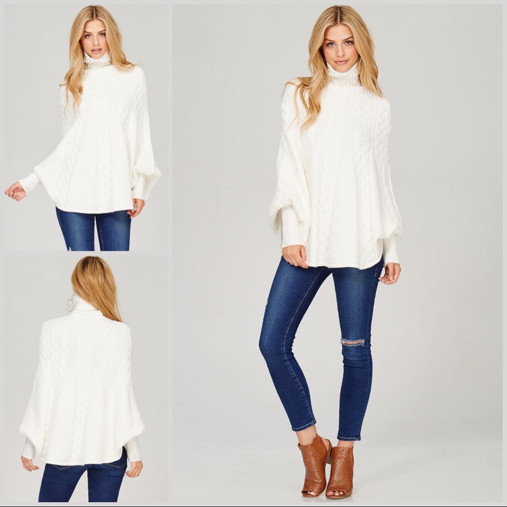 Ivory Knit Cape Poncho